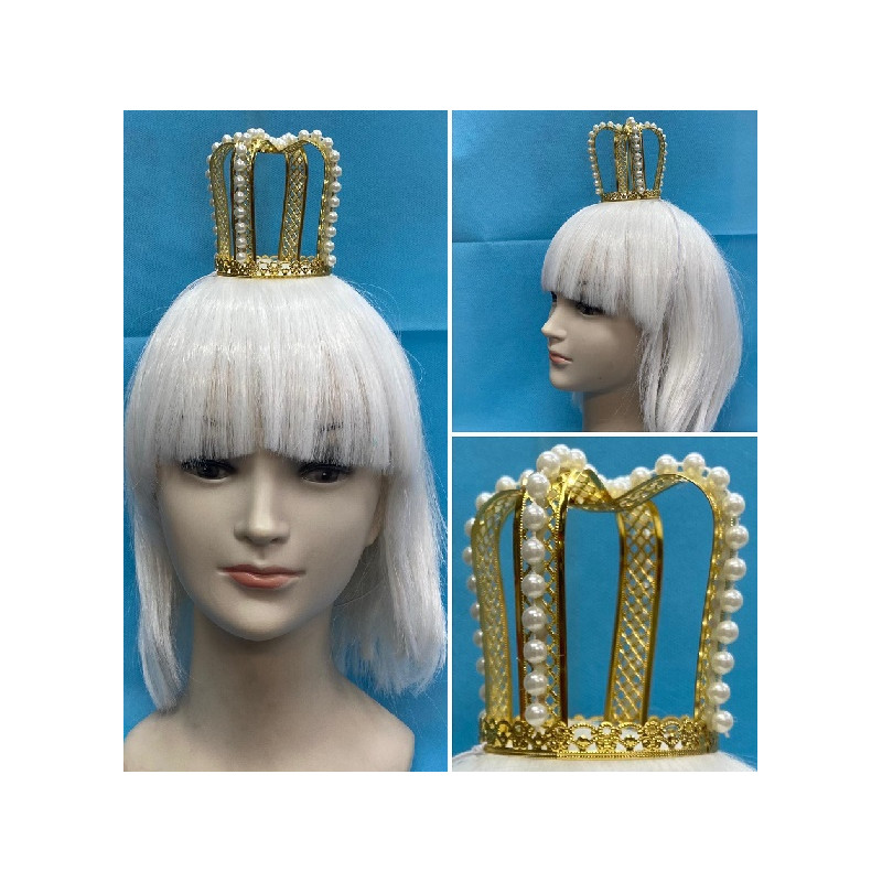 Mini Corona Oro con perline in metallo