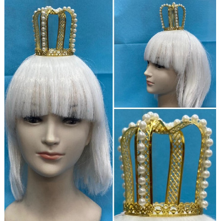 Mini Corona Oro con perline in metallo