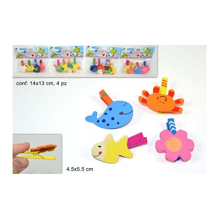 Molletta Animale in legno (cf. 4 pz)