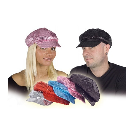 Berretto Nero e Rosa in Pajlettes