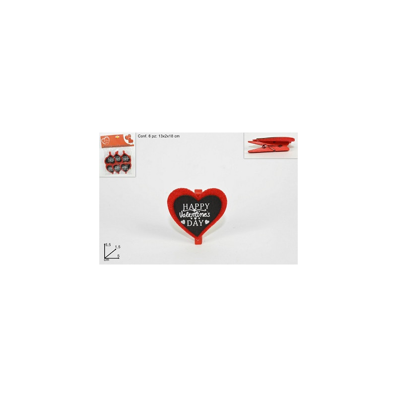 Mollette con cuore (cf. 6 pz)