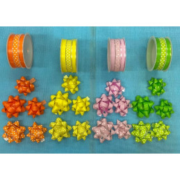 Nastro 1 cm x 5 mt + 5 coccarde (cf. 3 pz) - 4 col ass