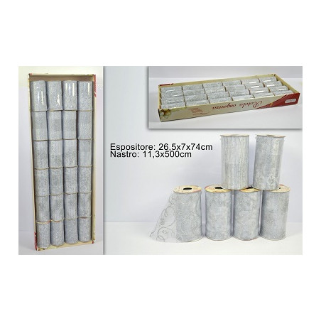 Nastro Argento in organza 11 cm x 5 mt