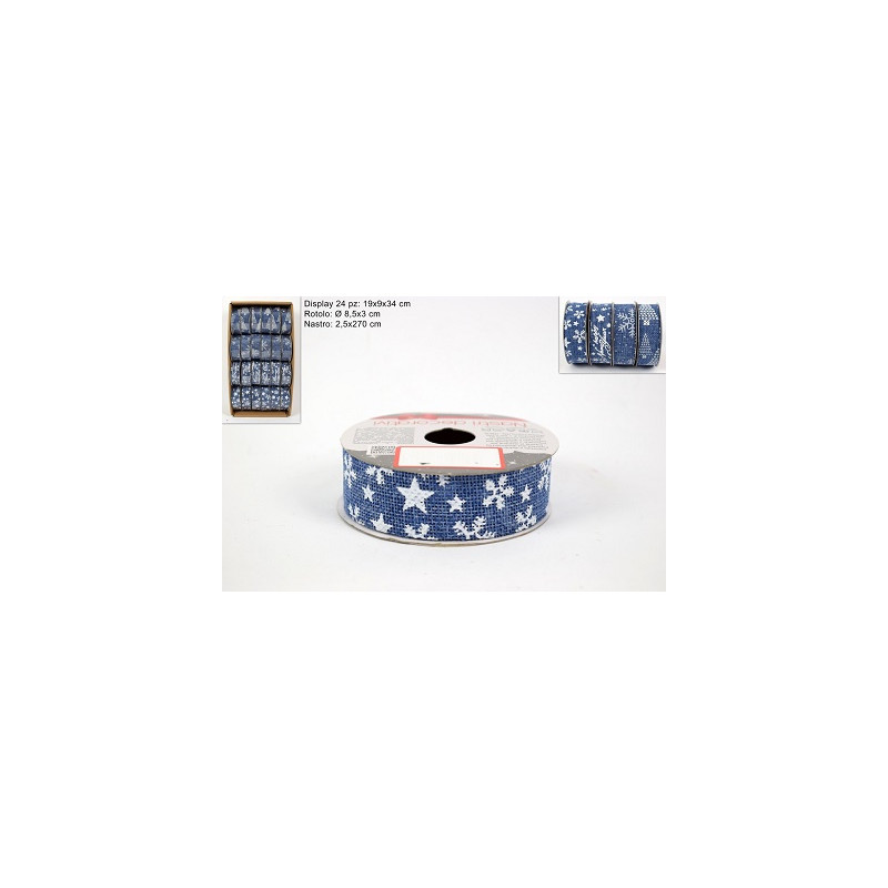 Nastro Natalizio Color Jeans 2,5 cm x 270 cm
