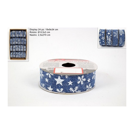 Nastro Natalizio Color Jeans 2,5 cm x 270 cm