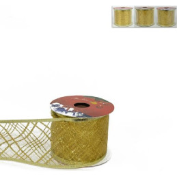 Nastro Oro in organza 6x275 cm - 3 mod ass