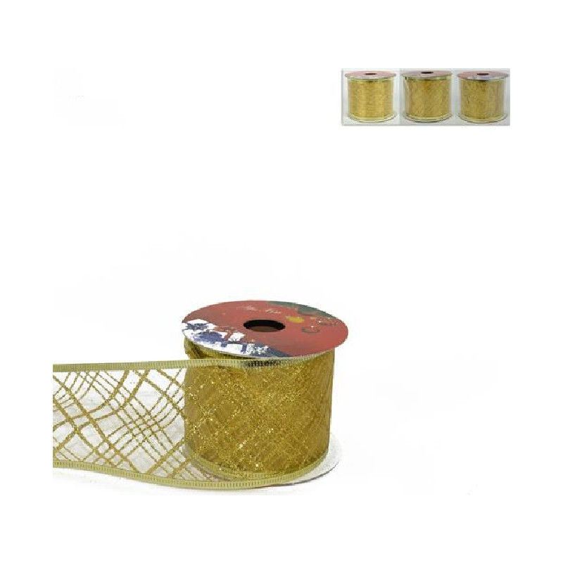 Nastro Oro in organza 6x275 cm - 3 mod ass