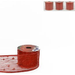 Nastro Rosso in organza 6x275 cm - 3 mod ass