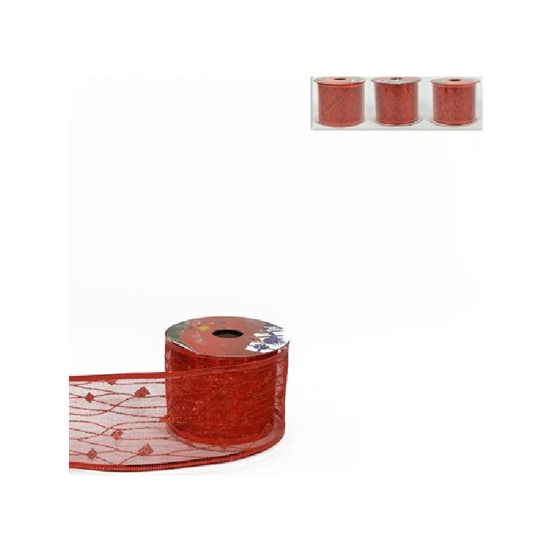 Nastro Rosso in organza 6x275 cm - 3 mod ass