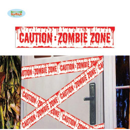 Nastro Zombi Zone Rosso 6 mt x 12 cm