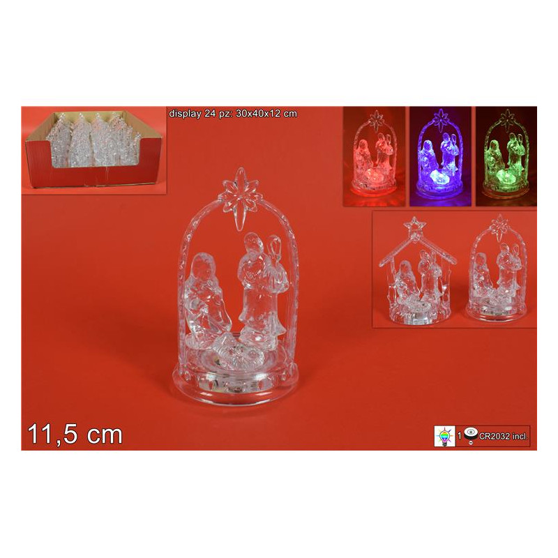 Nativita' in Acrilico con luce 11,5 cm - 2 mod ass