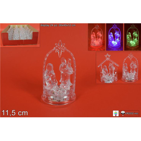 Nativita' in Acrilico con luce 11,5 cm - 2 mod ass