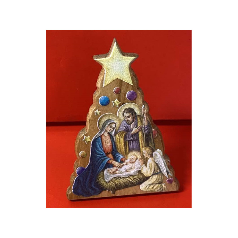 Nativita' in Quadretto Albero in legno d'ulivo 5x4 cm