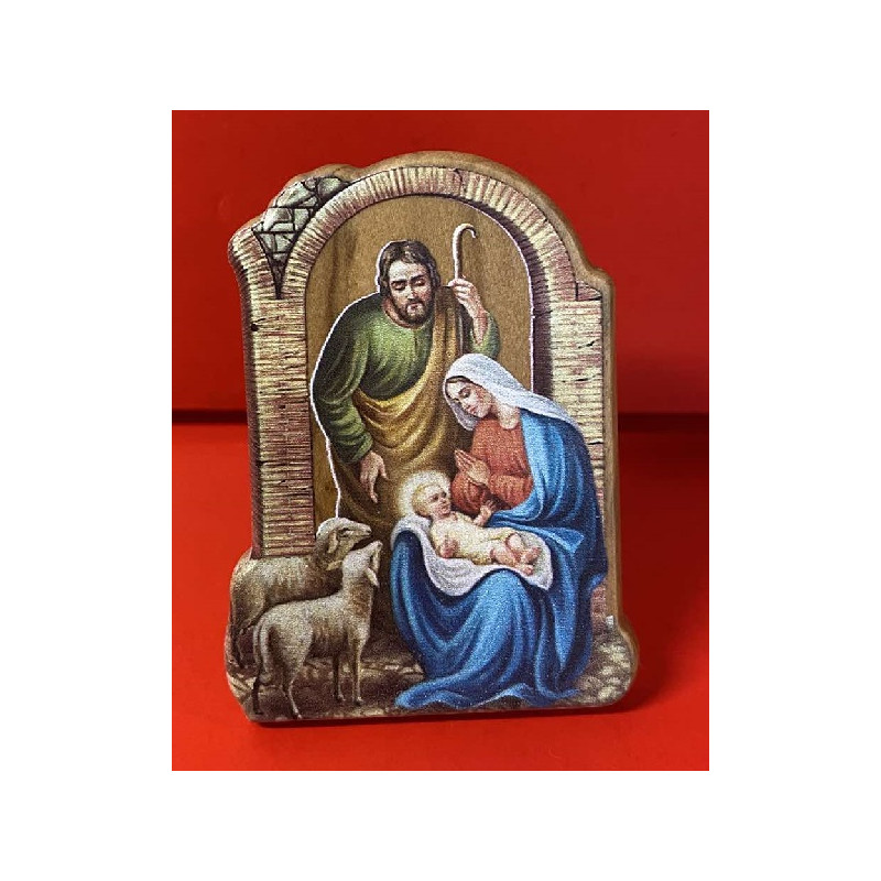 Nativita' in Quadretto Arco in legno d'ulivo 5x4 cm