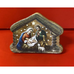 Nativita' in Quadretto Casetta in legno d'ulivo 5x4 cm