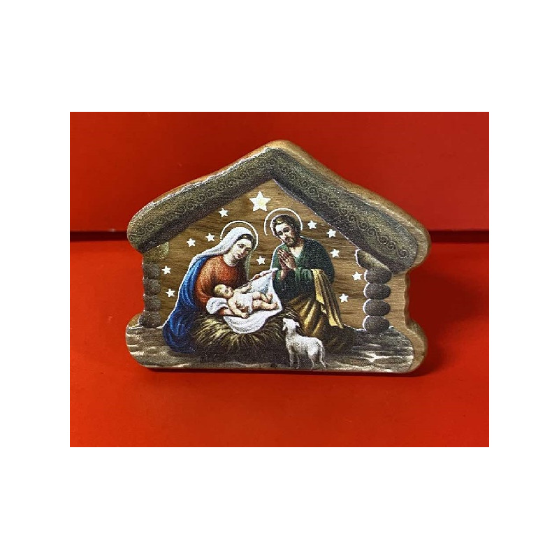 Nativita' in Quadretto Casetta in legno d'ulivo 5x4 cm