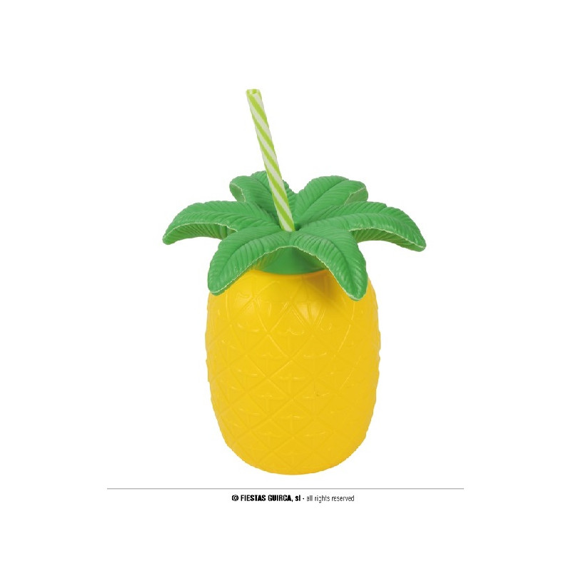 Bicchiere Hawai Ananas con cannuccia