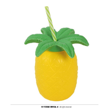 Bicchiere Hawai Ananas con cannuccia