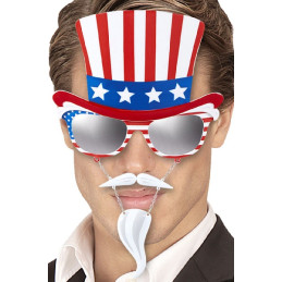Occhiali Zio Sam America con baffi e pizzetto