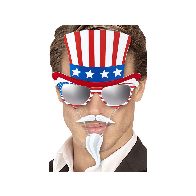 Occhiali Zio Sam America con baffi e pizzetto