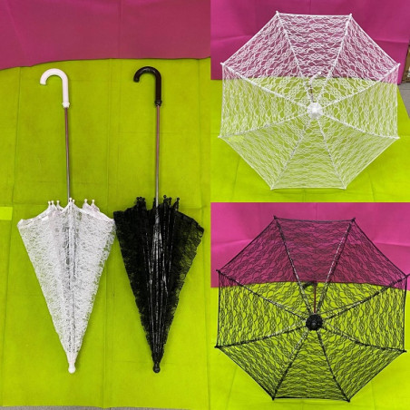 Ombrello Bianco e Nero in Merletto 77 cm