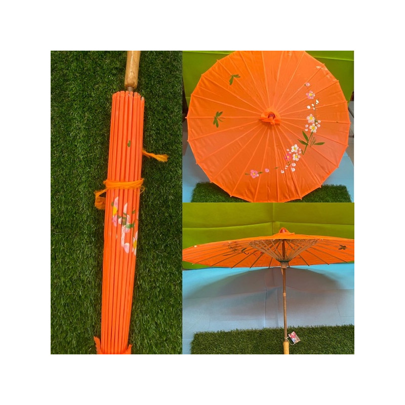 Ombrello Cinese Arancione Decorato
