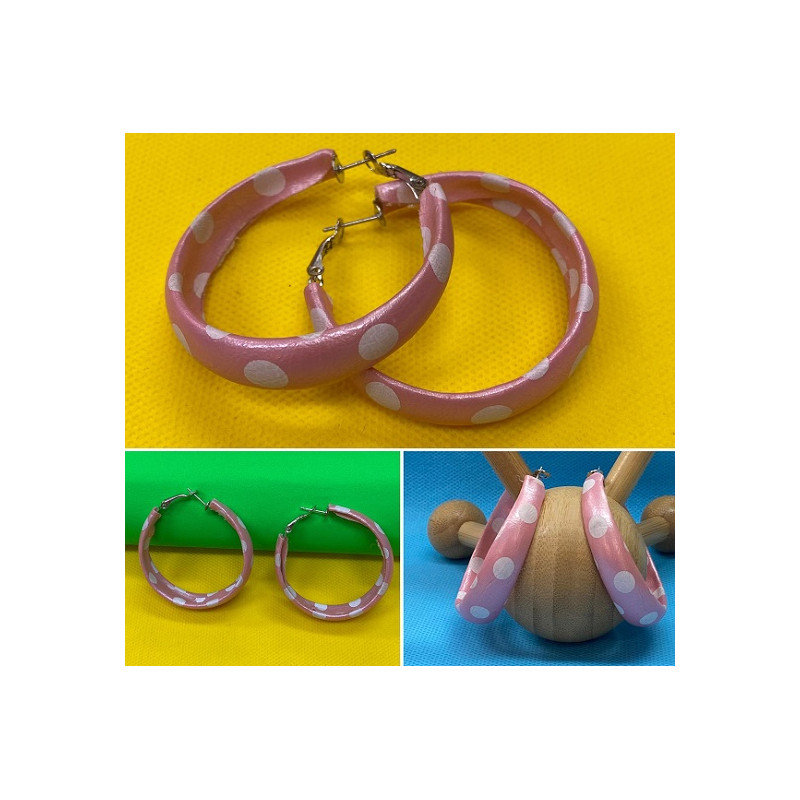 Orecchini Anni '50 Rosa con pois
