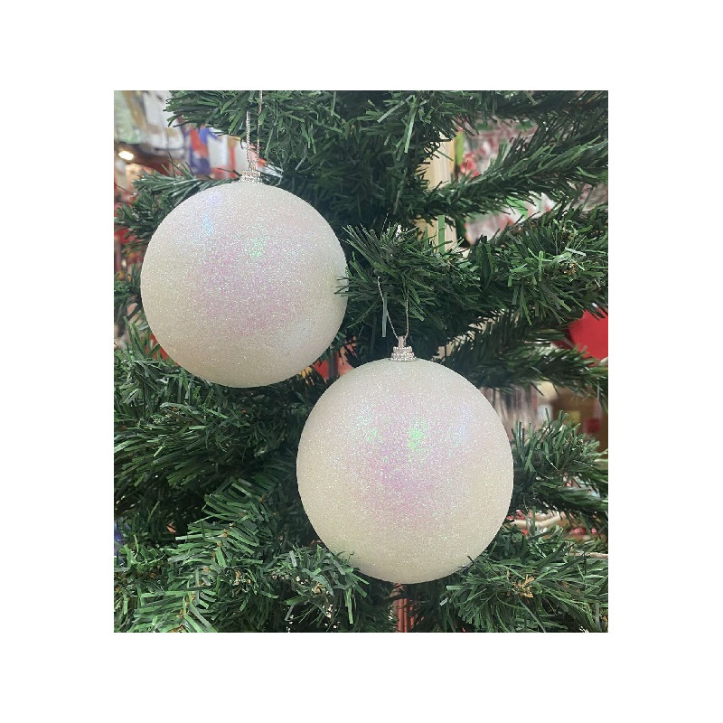 Palla 10 cm Bianco Glitter (cf. 8 pz)