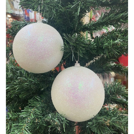 Palla 10 cm Bianco Glitter (cf. 8 pz)