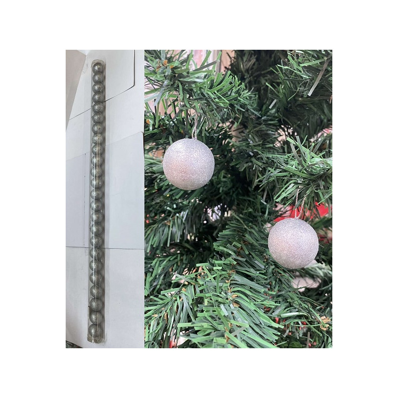 Palla 3 cm Argento Glitter (cf. 24 pz)