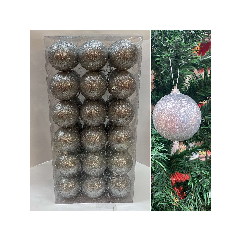 Palla 6 cm Argento Glitter (cf. 36 pz)
