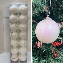 Palla 6 cm Bianco Glitter (cf. 28 pz)