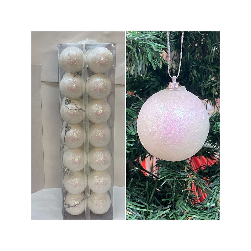 Palla 6 cm Bianco Glitter (cf. 28 pz)