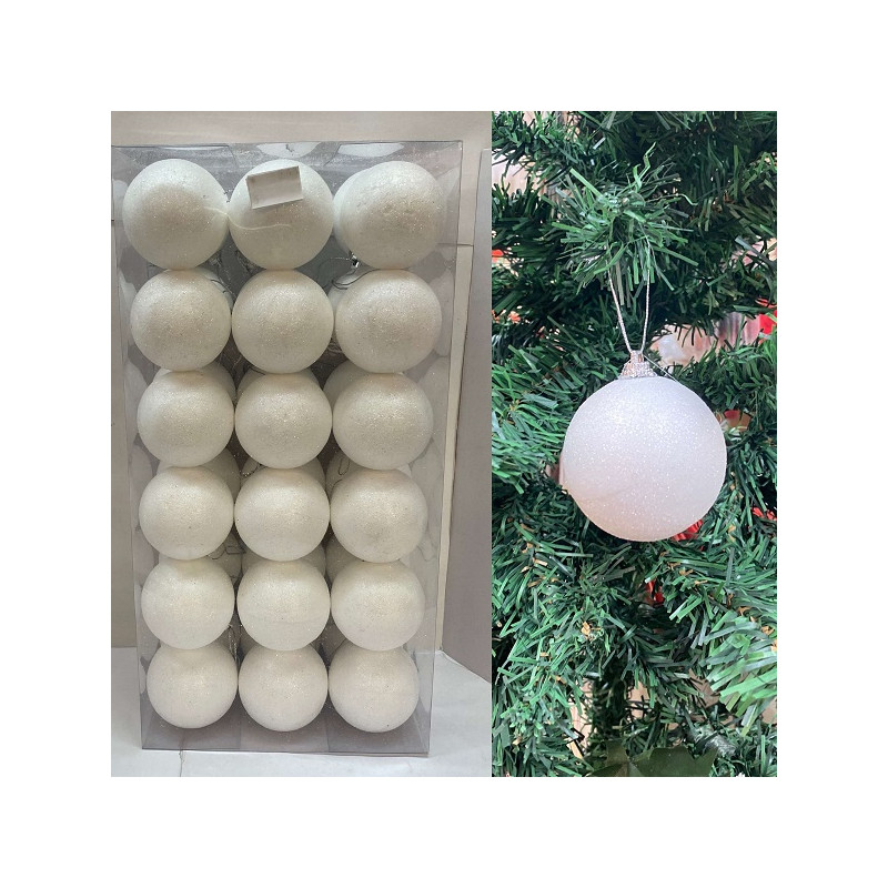 Palla 6 cm Bianco Glitter (cf. 36 pz)