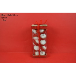 Palla 6 cm Bianco/Rosso con juta (cf. 10 pz)