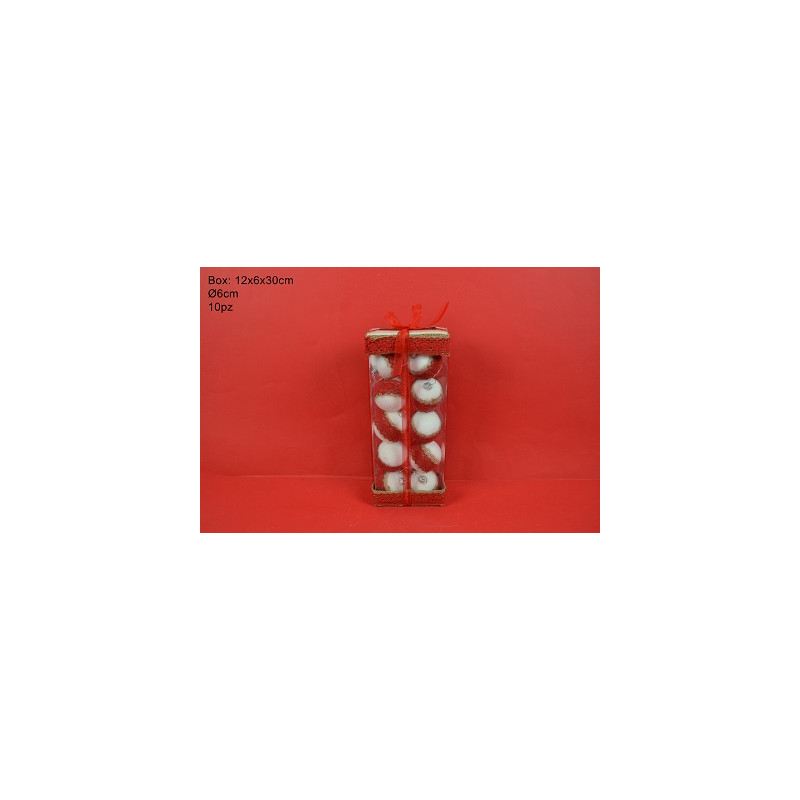 Palla 6 cm Bianco/Rosso con juta (cf. 10 pz)