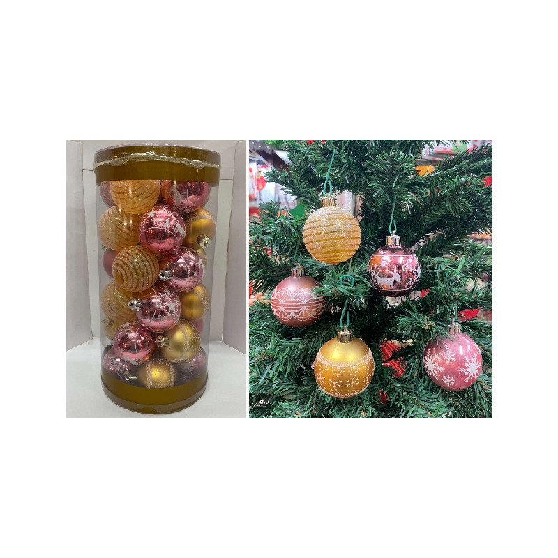 Palla 6 cm Oro e Rosa (cf. 30 pz) - 2 mod ass