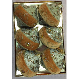 Palla 8 cm Oro Ovale in velluto (cf. 6 pz)