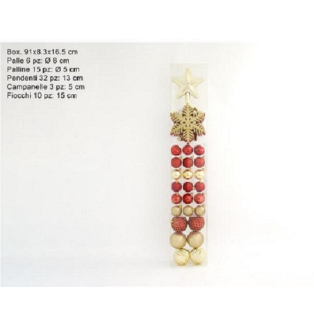 Palla e Decorazione Rosso e Oro Misto (cf. 67 pz)