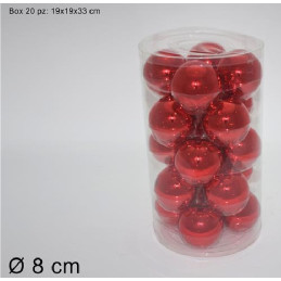 Palla Vetro Rosso Lucida 8 cm (cf. 20 pz)
