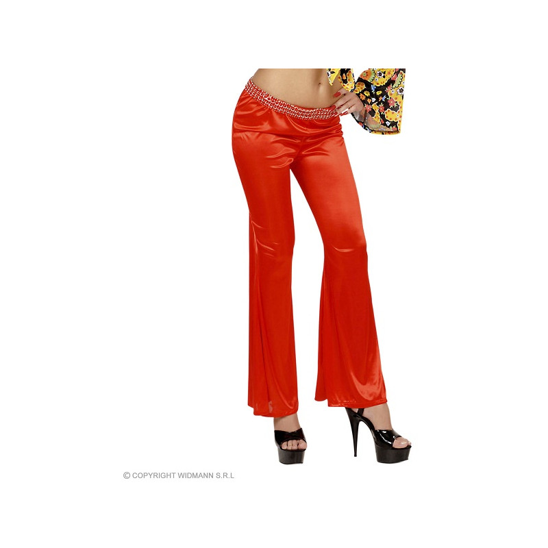 Pantalone Anni '70 Rosso a Zampa - Tg M 44/46