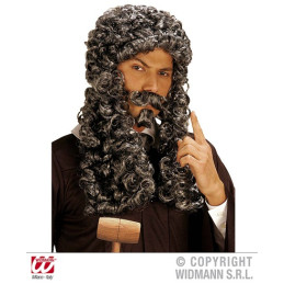 Parrucca Giudice Grigio con baffi e pizzetto