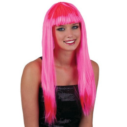 Parrucca Lunga liscia Fuxia C/Frangia