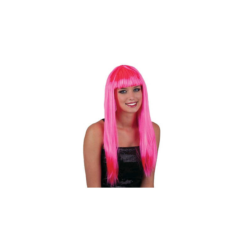 Parrucca Lunga liscia Fuxia C/Frangia