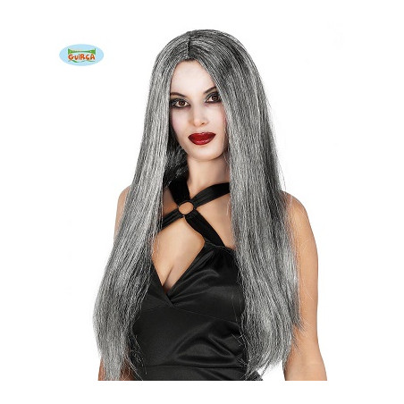Parrucca Lunga liscia Grigia S/Frangia