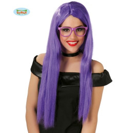 Parrucca Lunga liscia Viola S/Frangia