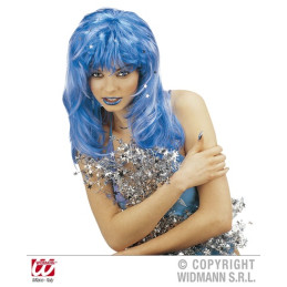 Parrucca Lunga Mossa Celeste C/Frangia