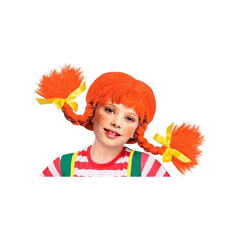 Parrucca Pippi Arancione Bambina