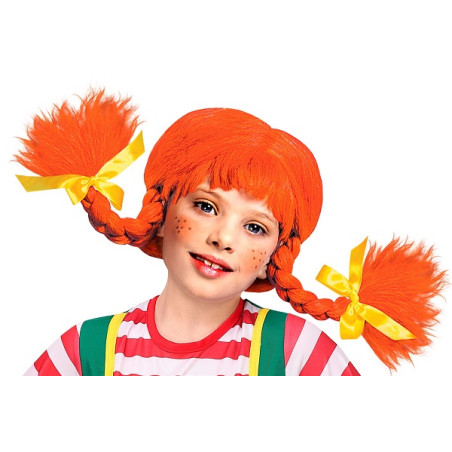 Parrucca Pippi Arancione Bambina