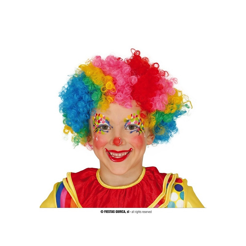 Parrucca Riccia Clown Multicolor Bambino